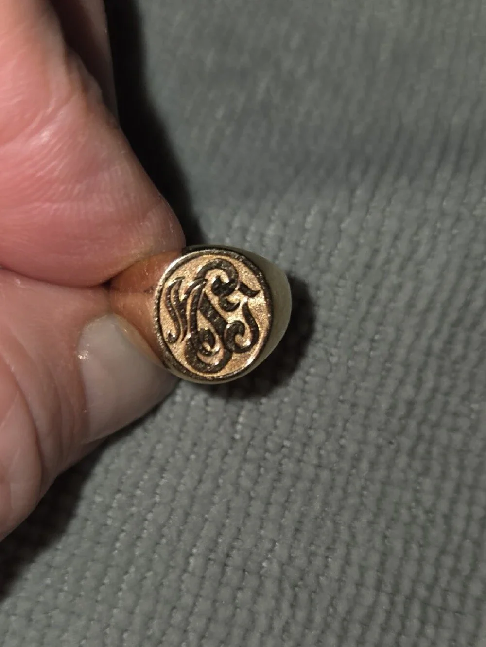 14K Tiffany & Co. Gold Monogram Signet Pinky Ring From The 1940s